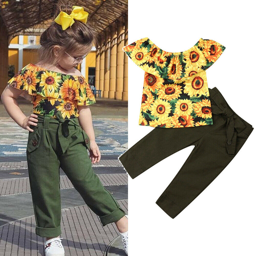 2 7Y Toddler Kid Baby Girl Clothes Sets Sunflower