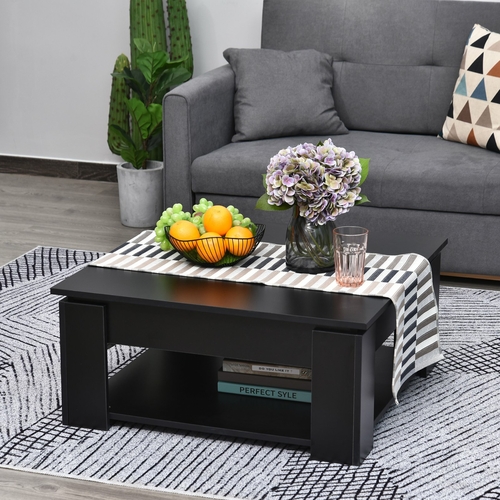 HOMCOM 2 Tier Simple Modern Coffee Table Bottom Shelf Living Room