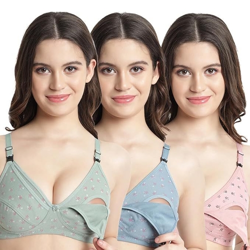 Women's Cotton Feeding Bra/Maternity/Nursing Bra Non Padded Wire Free