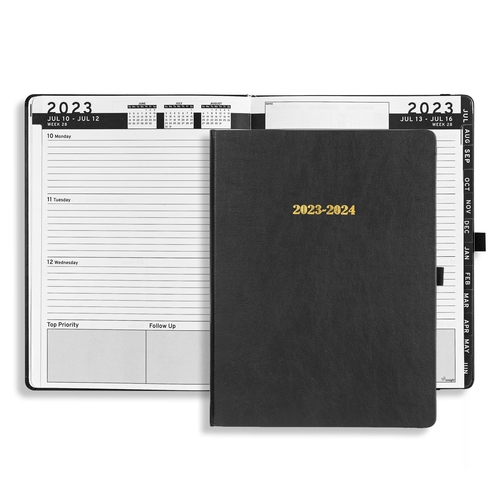 HARDCOVER Daily Leather Planner Weekly Monthly   8.5x11    Academic