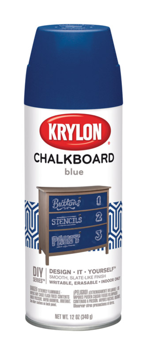 Krylon 1614924 12 oz Chalkboard Blue Matte Spray Paint, Pack of 6