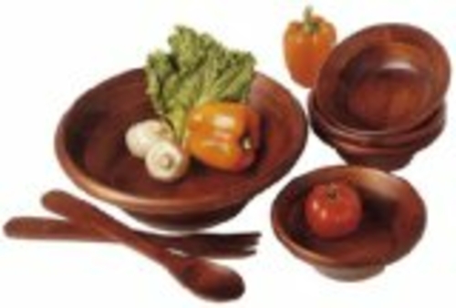 Lipper 290-7 Cherry Salad Bowl Round Set 7 Piece With Servers