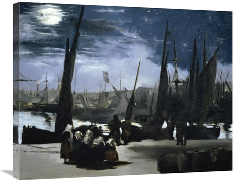 Global Gallery GCS-282388-30-142 30 in. Moonlight Over the Port Boulog