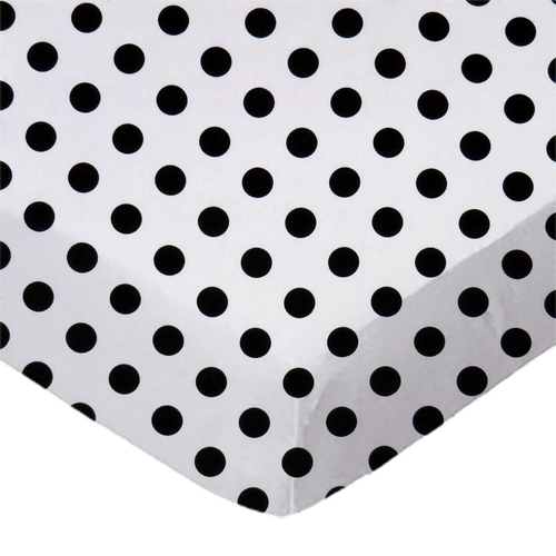 SheetWorld Fitted Bassinet Sheet - 100% Cotton Woven - Black Polka