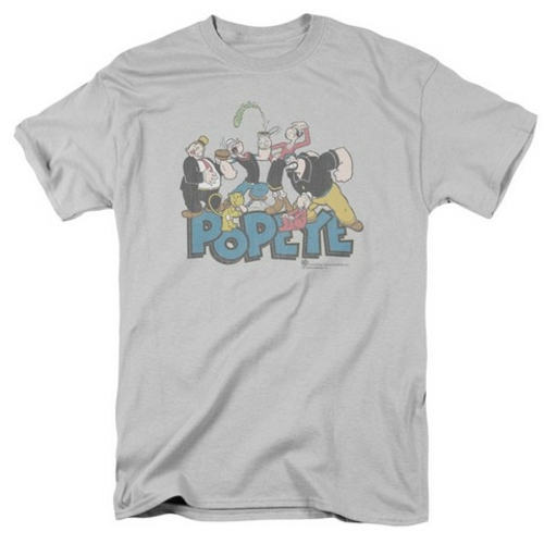 Trevco Popeye-The Gang Short Sleeve Adult 18-1 Tee, Silver - Small