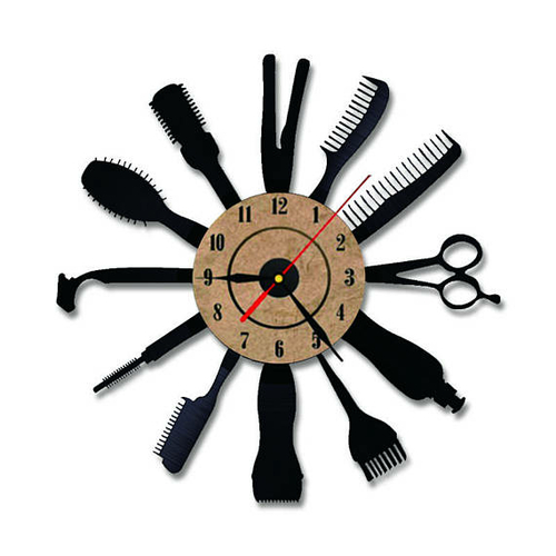 HAIRDRESSER SALON HANDMADE VINYL RECORD WALL CLOCK DECOR