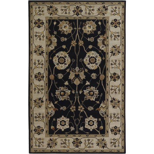 Surya CAE1033-58 Caesar Rug- 100 Pct Wool- Hand Tufted- Black/Gold/Ivo