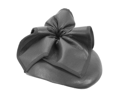 Black leather racing pillbox fascinator