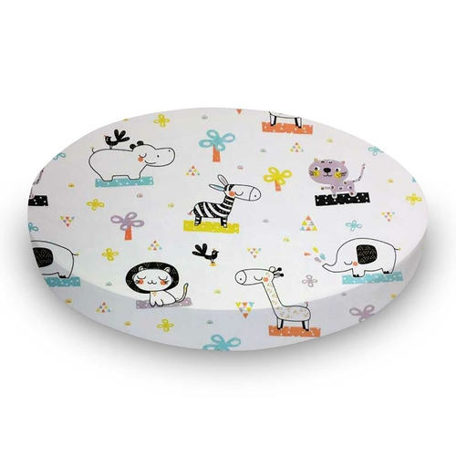 SheetWorld Fitted Round Crib Sheet - 100% Cotton Jersey - Safari