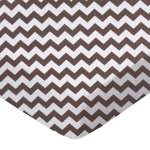 SheetWorld Fitted Crib Sheet - 100% Cotton Woven - Brown Chevron