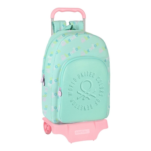 School Rucksack with Wheels Benetton World Mint 30 x 46 x 14 cm