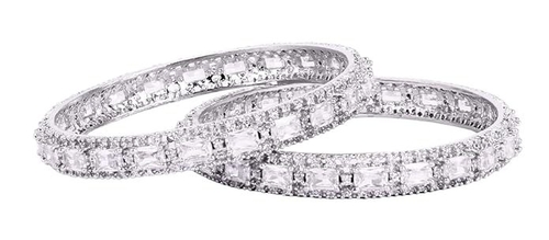 Rhodium Polish AD Bangles For Women/Girls