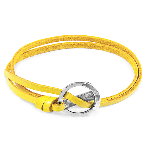 Mustard Yellow Ketch Silver & Leather Bracelet