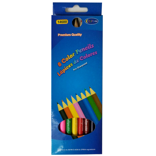 E.Clips Premium Coloring Pencils, 8ct