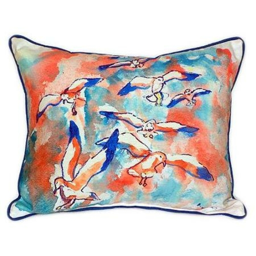 Betsy Drake HJ153 Gulls Flocking Indoor & Outdoor Throw Pillow- 16 x 2