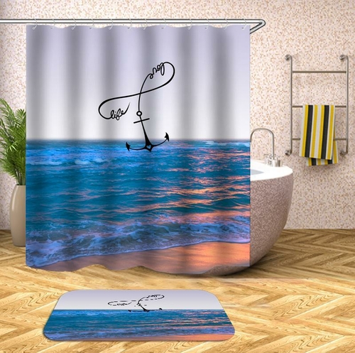 Anchor The Beach Life Shower Curtain