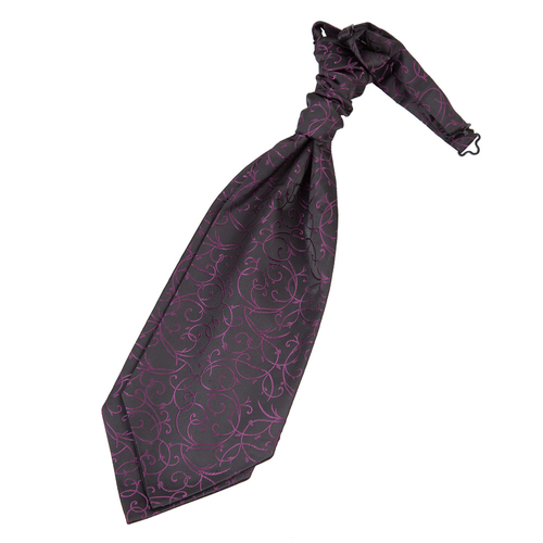 Swirl Pre-Tied Ruche Cravat - Black & Purple