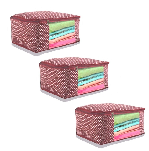 Saree Cover Bags Set for women 's wardrobe Storage organizer Maroon