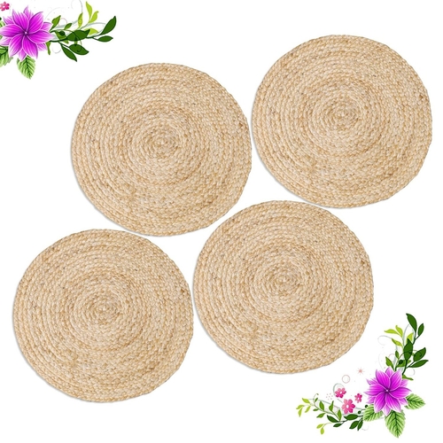 Fab Osric Comforts Round Braided Jute Placemats for Bed-Side