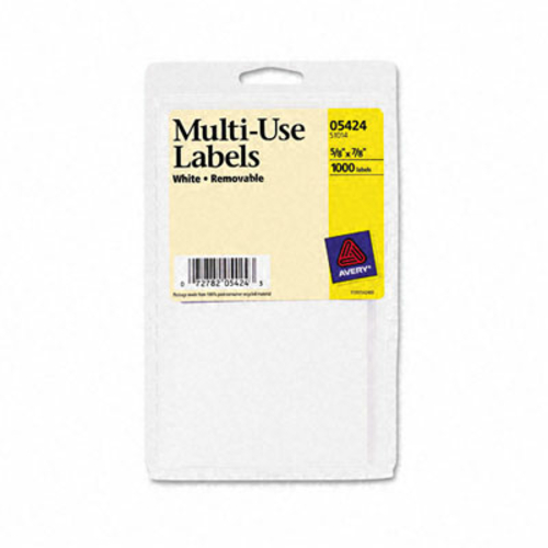 Avery 05424 Self-Adhesive Removable Multi-Use Labels- 5/8 x 7/8- White
