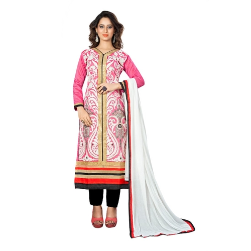 Chanderi Fabric Pink Color Dress Material