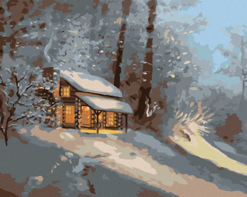 Zuty - Paint by Numbers - SNOW CABIN IN THE WOODS 2 (D. RUSTY RUST),