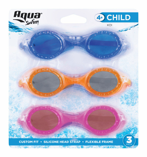 Aqua Leisure 8012816 Assorted Color 4 Plus Year Goggles, 3 Per Pac