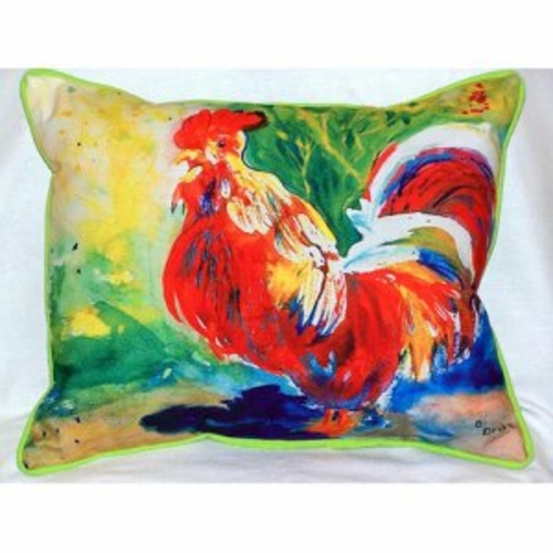 Betsy Drake ZP144 Red Rooster Indoor & Outdoor Throw Pillow- 20 x 24 i