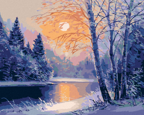 Paint by Numbers - WINTER RIVER AND BARE TREES