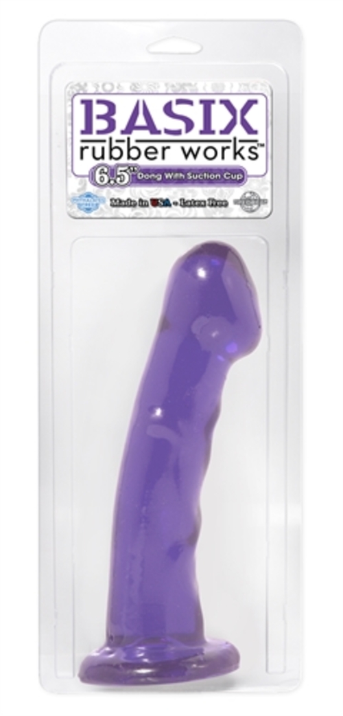 Basix Rubber Works - 6.5 Inch Dong With Suction Cup - Purple