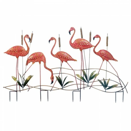 Summerfield Terrace 10018330 Metal Cattails & Pink Flamingos Garden St