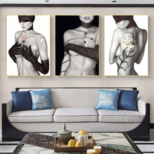 Home Decor Black White Sexy Lady Figure