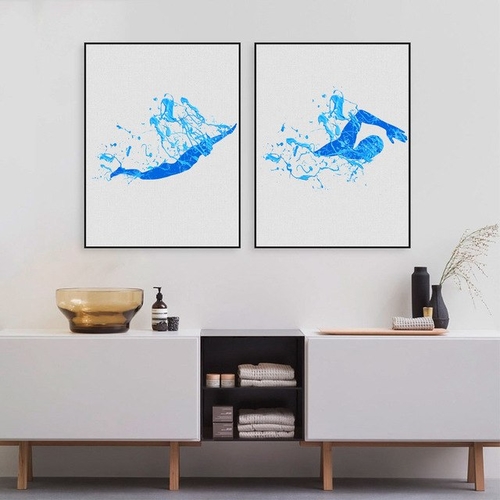Swimming Canvas Prints Wall Art Pictures , Blue