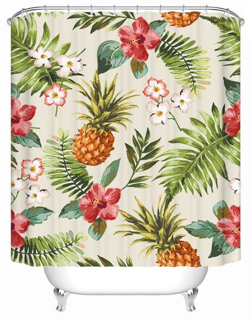 Flowery Pineapple Shower Curtain