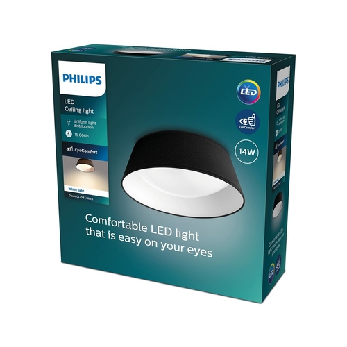 Ceiling Light Philips Plafón 14W Black Metal/Plastic (34 x 12 x 34 cm)