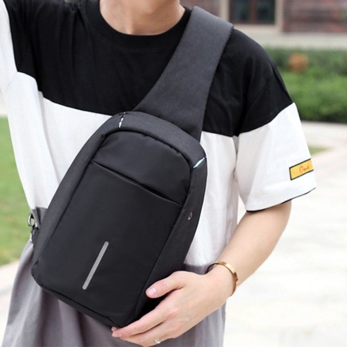 men Messenger Bags Rechargeable USB Anti-thief