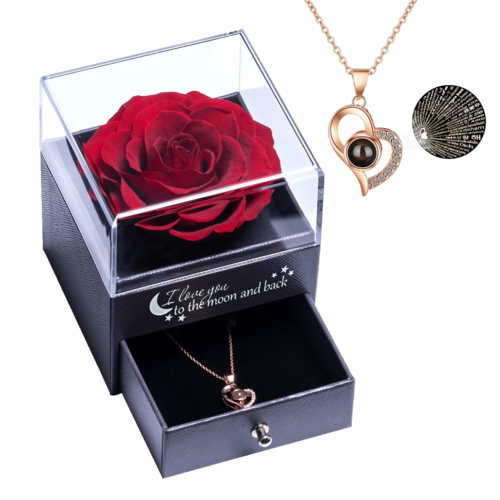 Eternal Rose Jewelry Box With Necklace