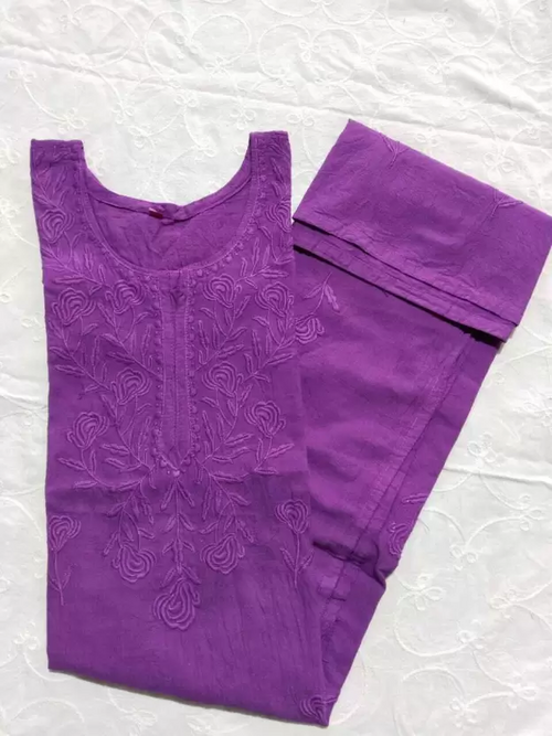 Women Embroidered Pure Cotton A-line Kurta With Attached Dupatta