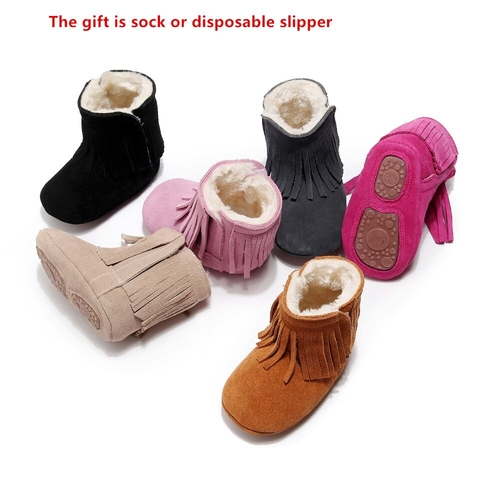 Baby Winter Suede Shoes Thicken Fur Fringe Newborn