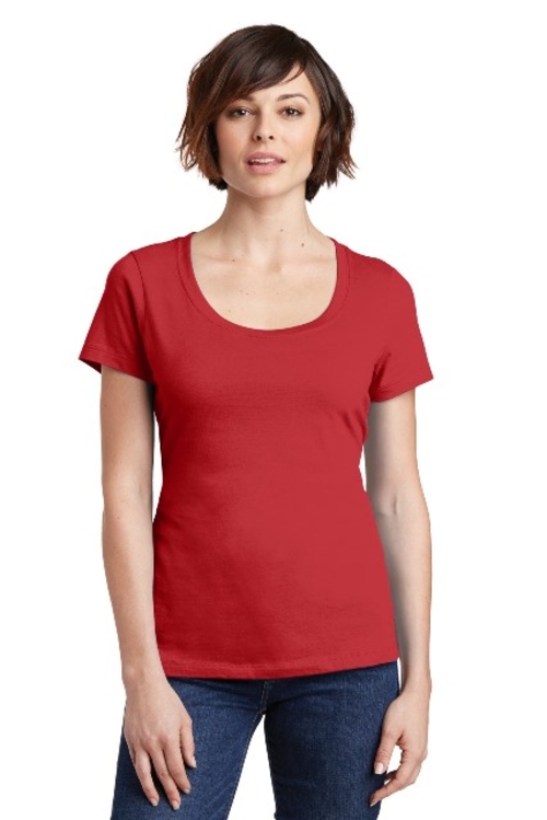 District Made DM106L Ladies Perfect Weight Scoop Tee, Classic Red 