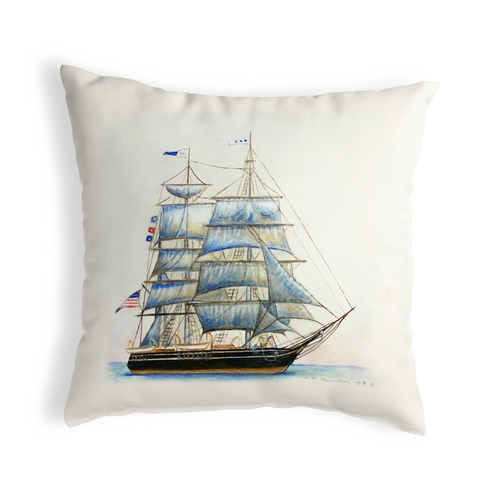 Betsy Drake KS555 12 x 12 in. Whaling Ship Small No-Cord Pillow
