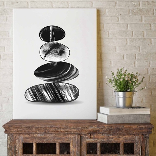 Zen Stones Print Yoga Wall Art , Minimalist Canvas