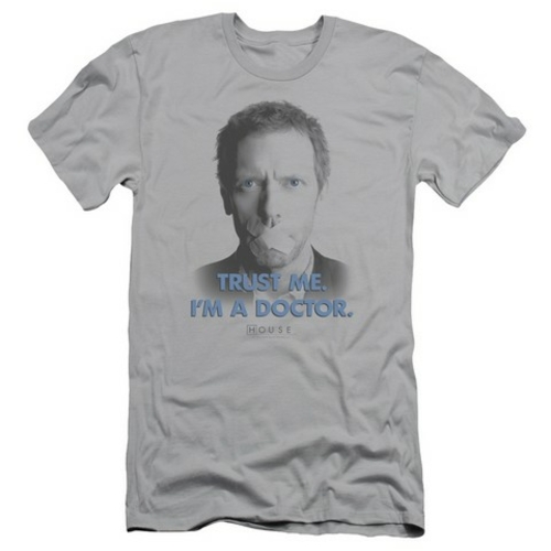 Trevco House-Trust Me Short Sleeve Adult 30-1 Tee, Silver - Small