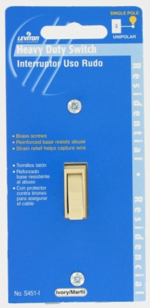 Leviton Mfg C23-0S451-I Ivory Residential Grade AC Quiet Switch Toggle