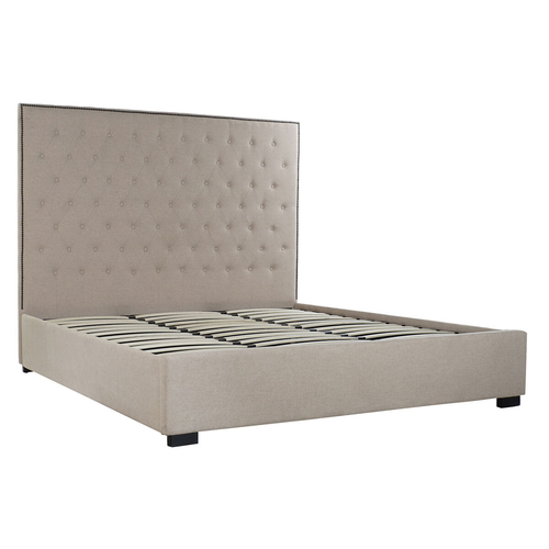 Bed DKD Home Decor Beige Metal Wood Polyester Aluminium (186 x 220 x