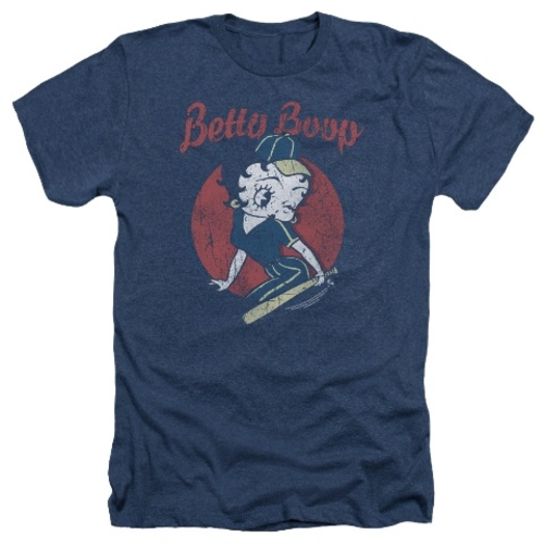 Trevco Betty Boop-Team Boop - Adult Heather Tee - Navy, Extra Larg