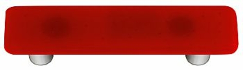 Hot Knobs HK1004-PA Red Rectangle Glass Cabinet Pull - Aluminum Post
