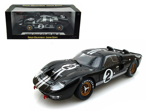 1966 Ford GT-40 MK II #2 Black 1/18 Diecast Model Car by Shelby