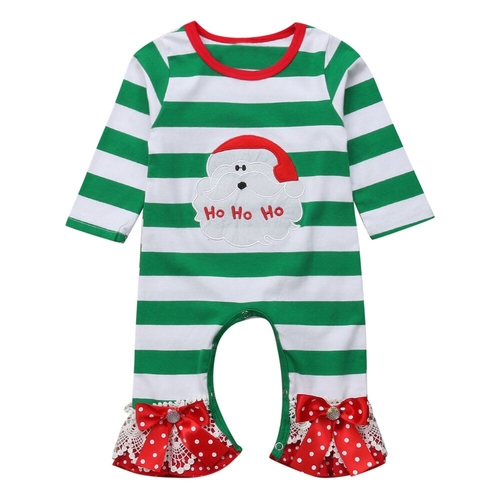 Infant Baby Girls Rompers Christmas Santa Print