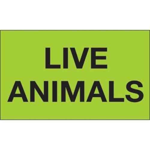 Tape Logic DL3411 3 x 5 in. - Live Animals Fluorescent Green Labels - 
